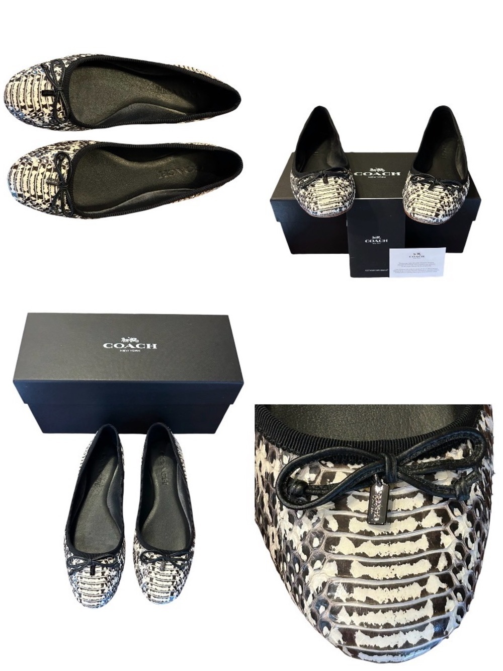 Coach leather Lola snakeskin ballet flats